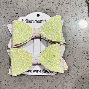 Mavani Sparkling Yellow Hair Bows for Kids